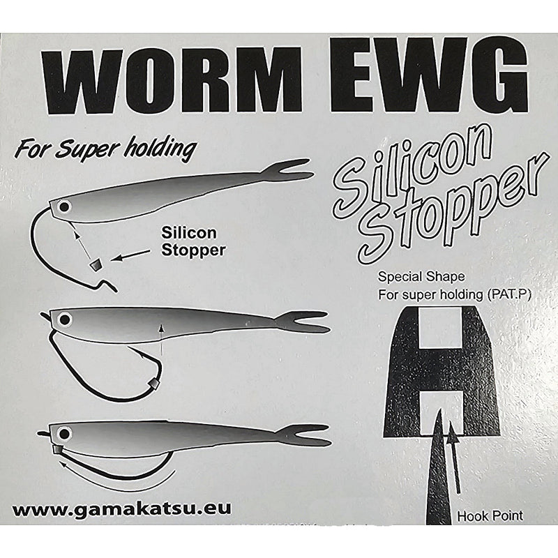 Gamakatsu Offset EWG Worm Hooks With Silicone Lure Stopper