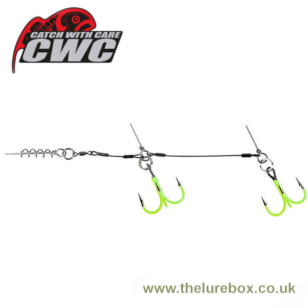 CWC Pro Double Stinger Rig - Chartreuse Hooks